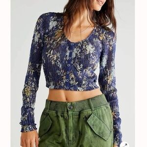 NWT Free People Embroidered Floral Top